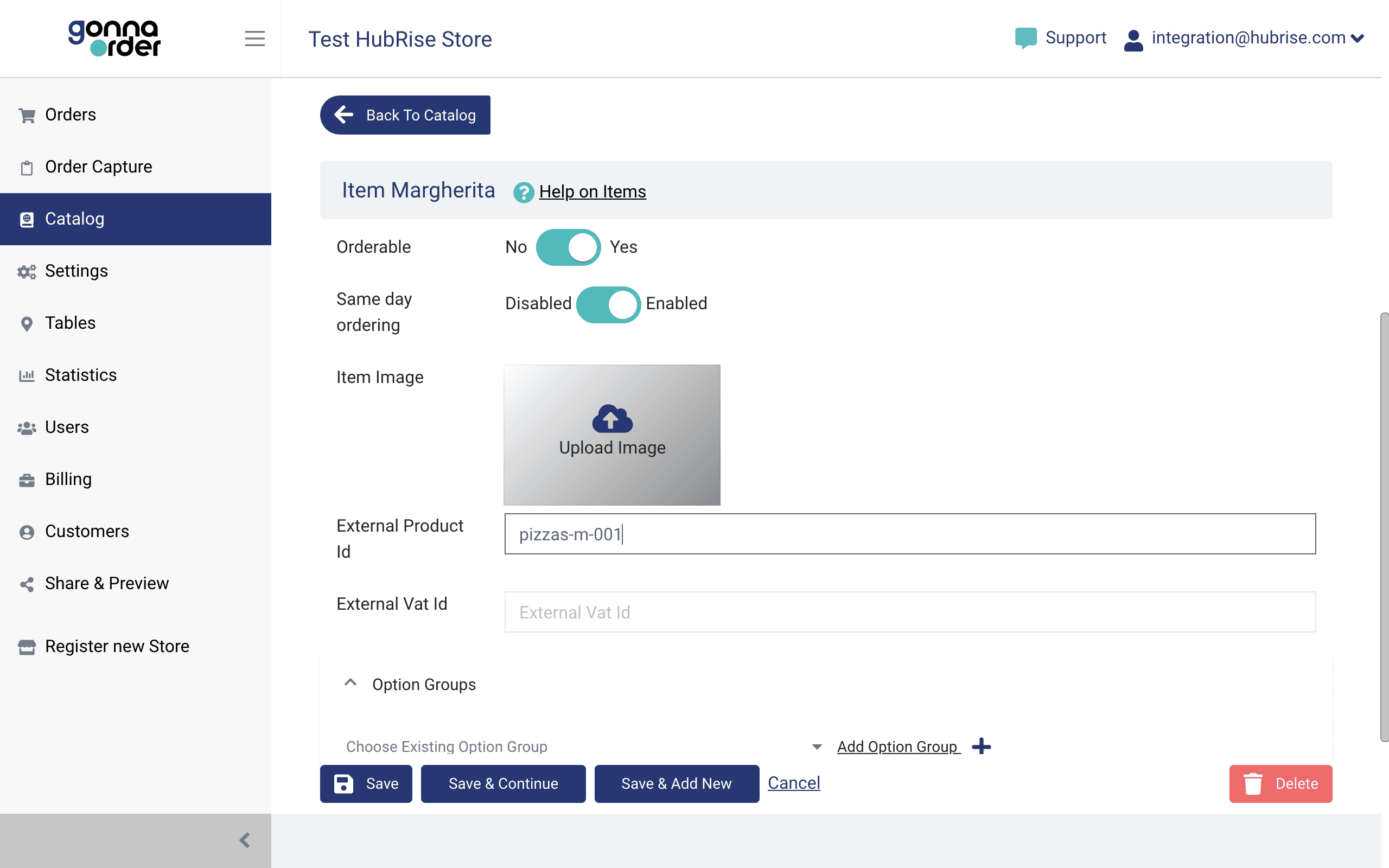 The product page with the ref code field