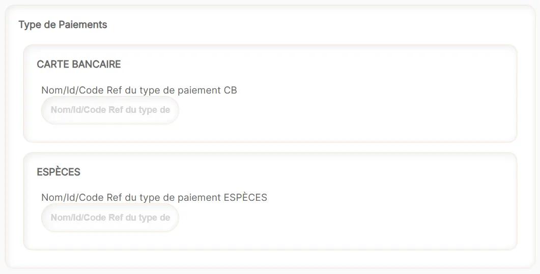 BWares, type de paiement à configurer