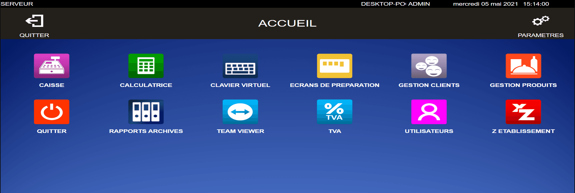 Commandes - Menu d'accueil