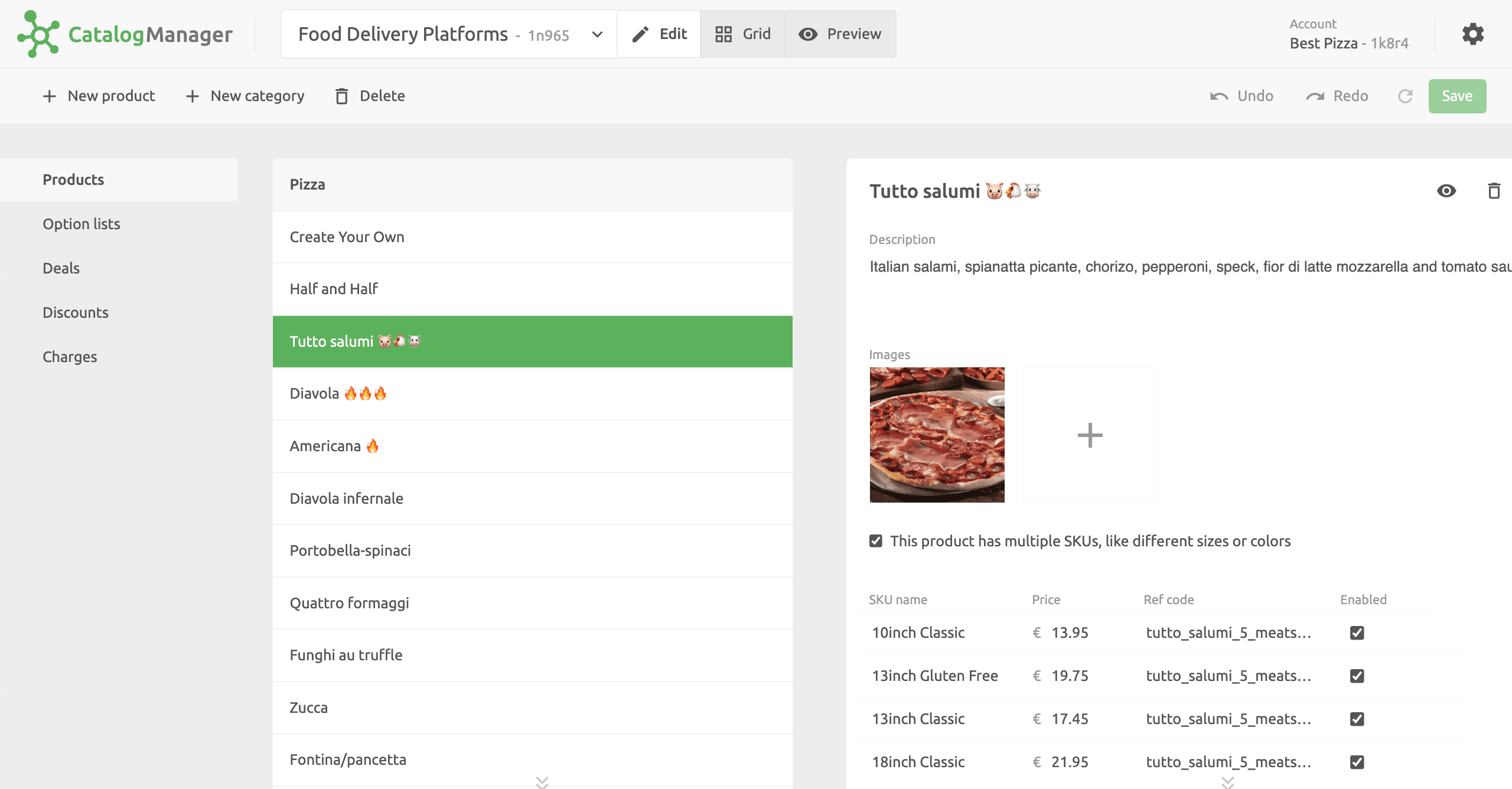 Catalog Manager Edit View