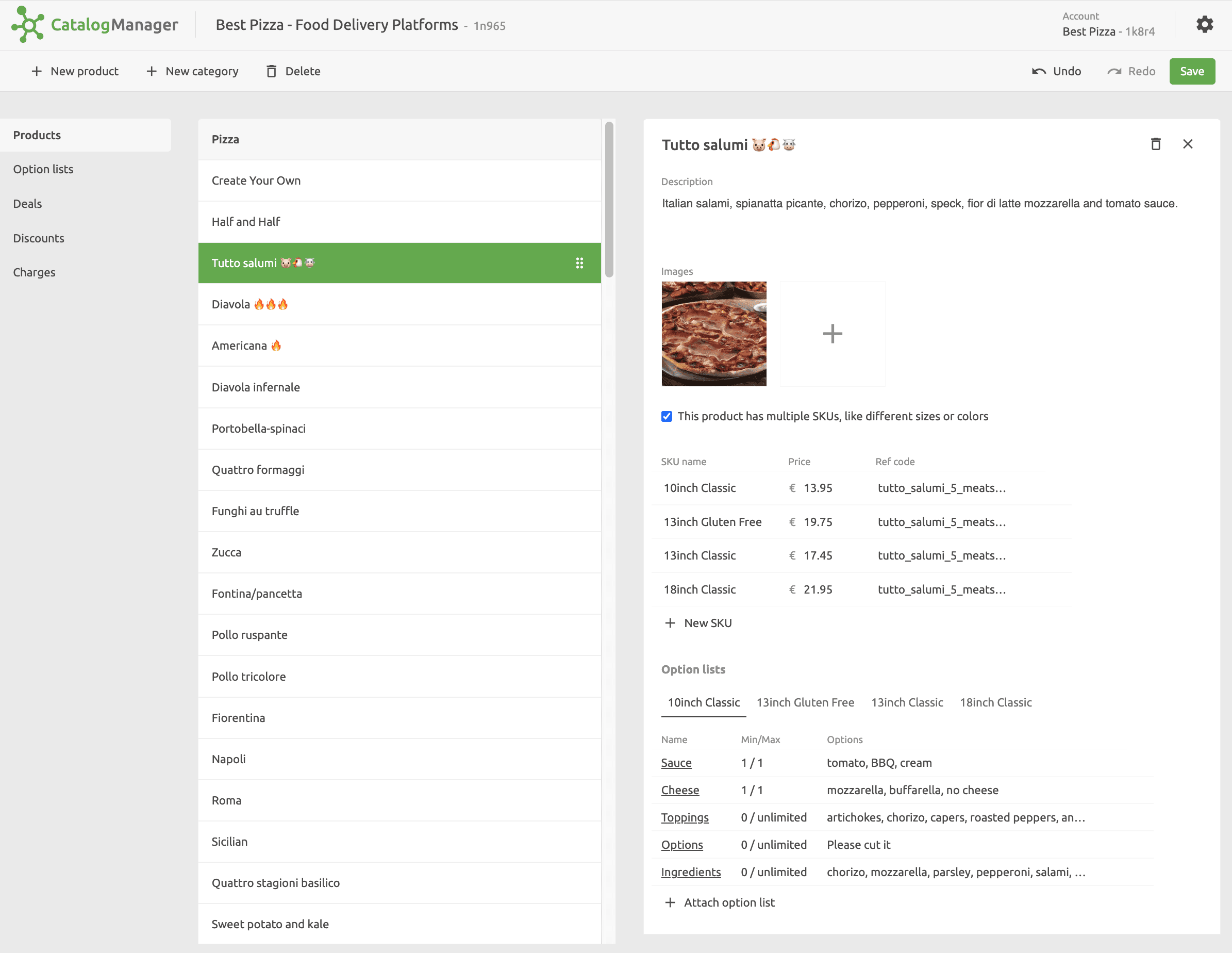 Catalog Manager Product List