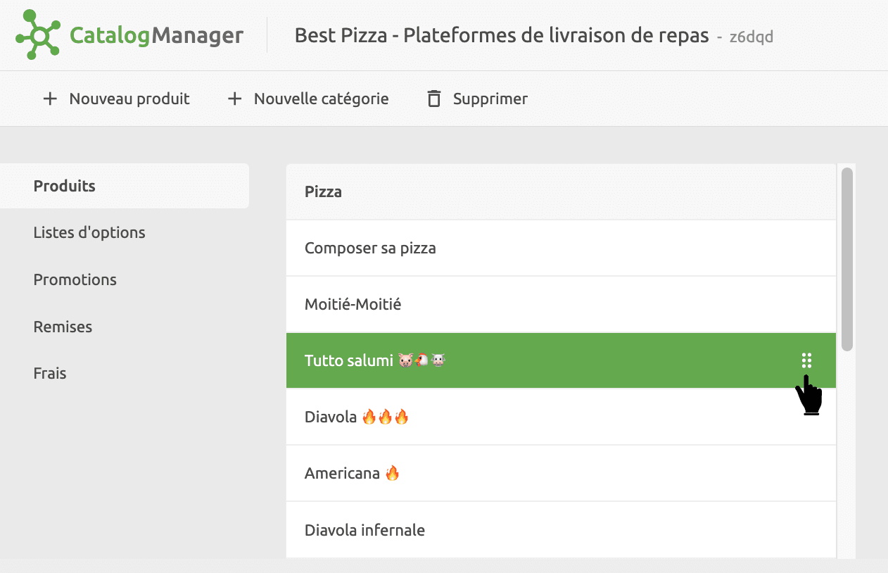 Réorganiser les produits Catalog Manager