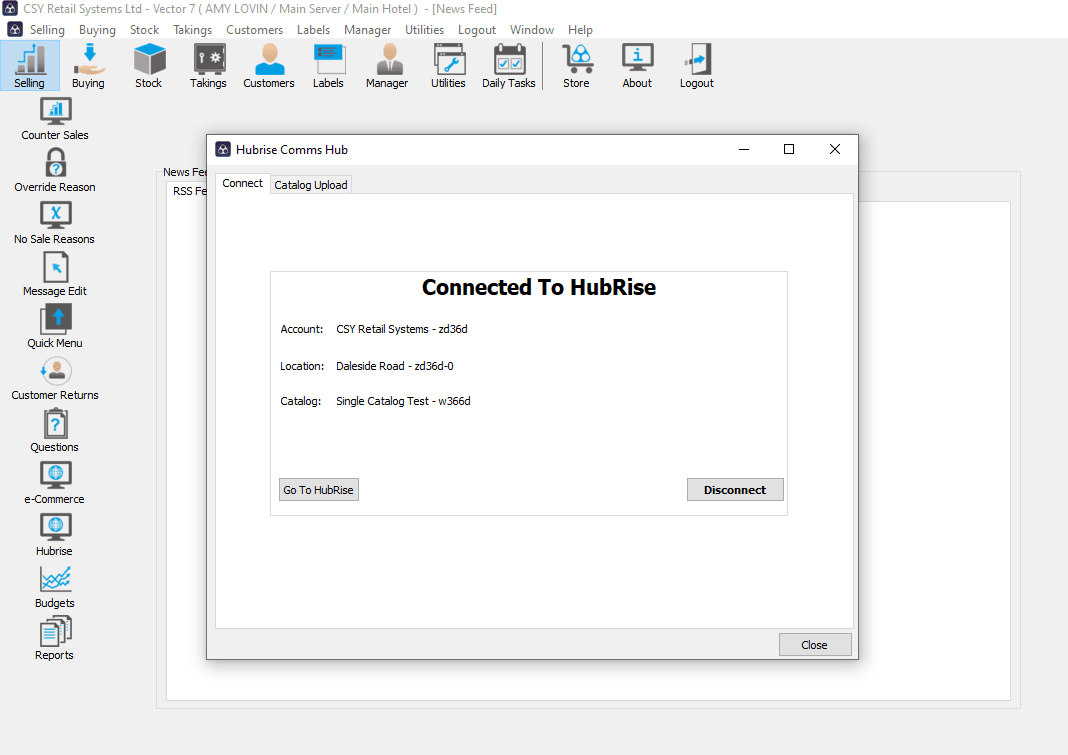 CSY Vector EPOS Connected to HubRise