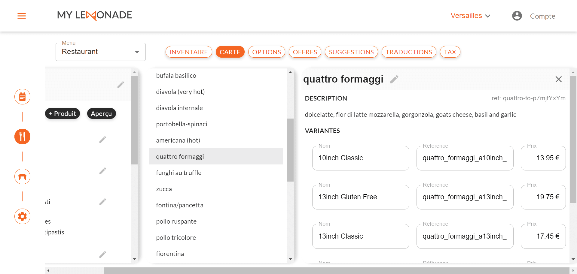Associer les codes ref - Variantes d'un produit