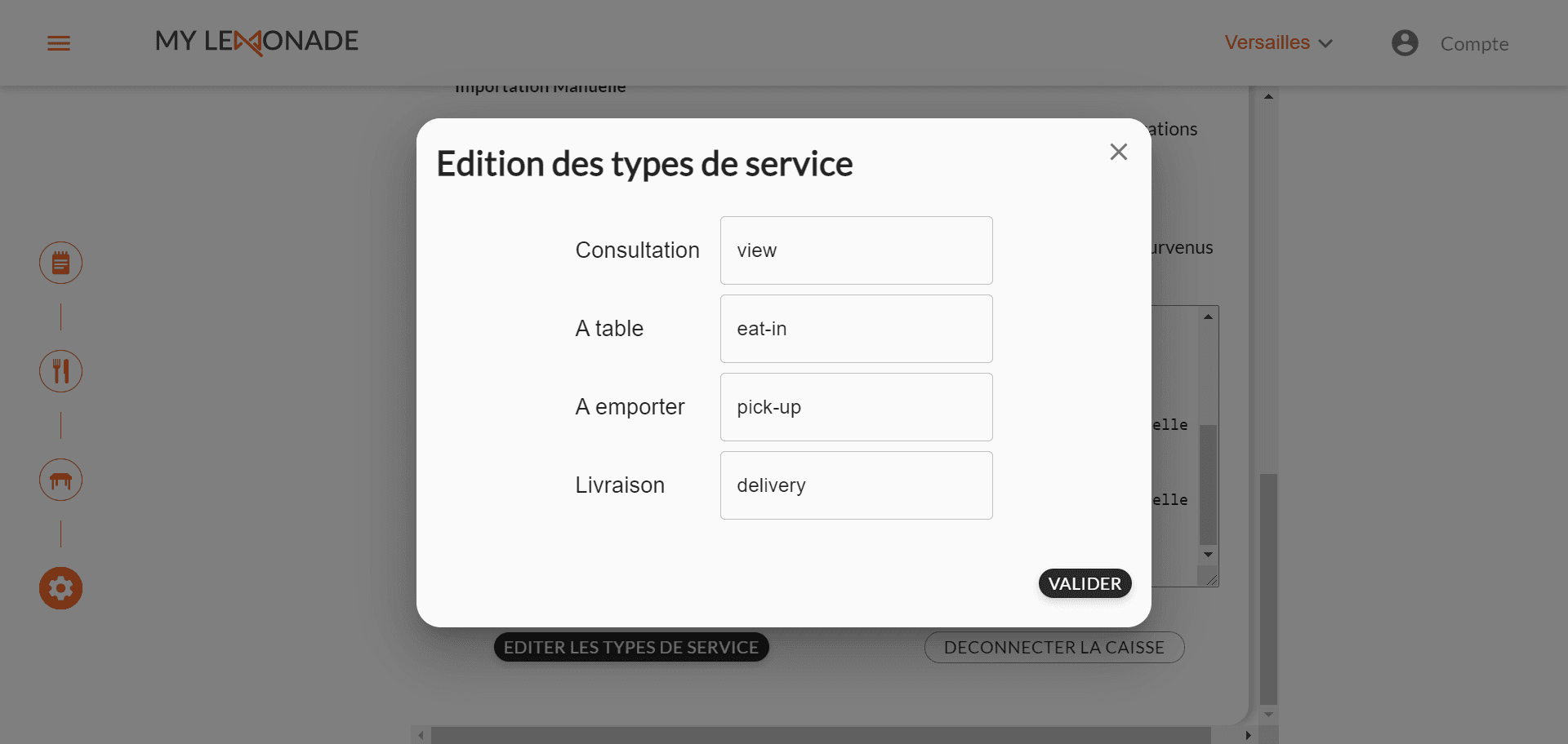Associer les codes ref - Types de service