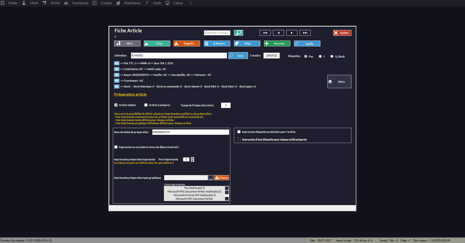 Associer les codes ref - Article option