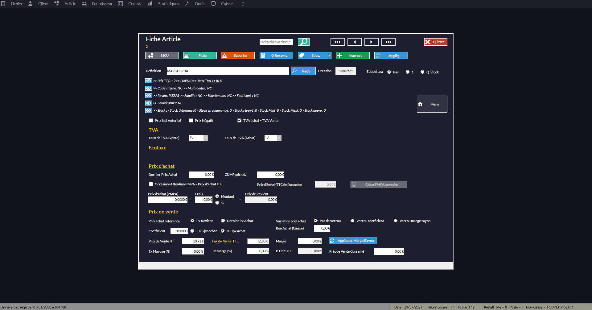 Associer les codes ref - Fiche article