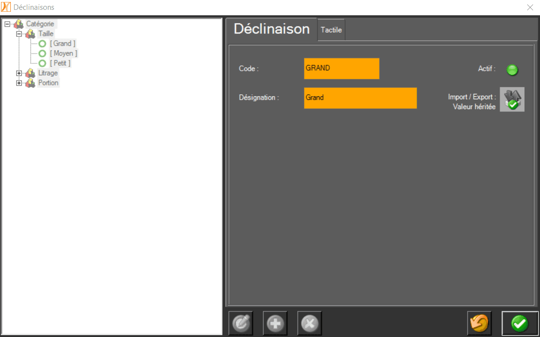 Codes ref - Articles avec déclinaisons