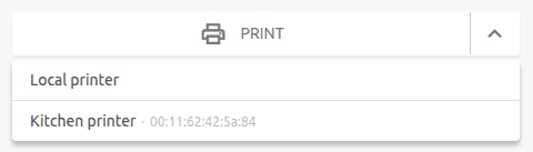 Print dropdown showing local and cloud printers