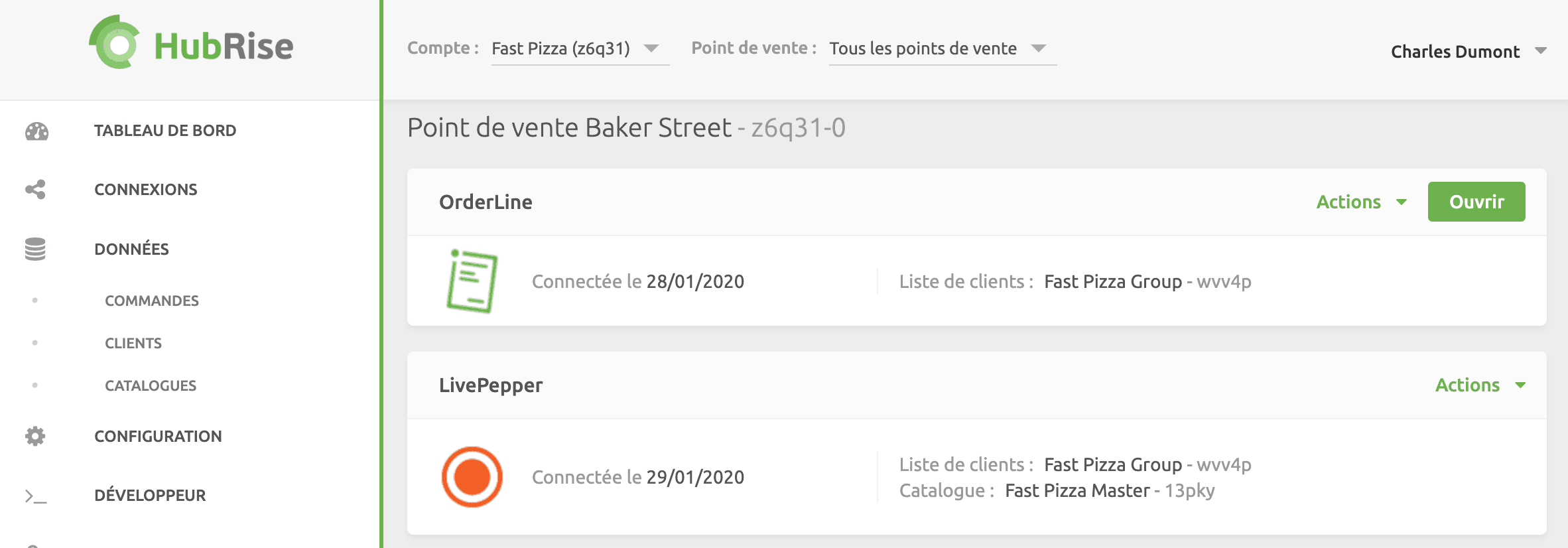 Exemple de connexion OrderLine