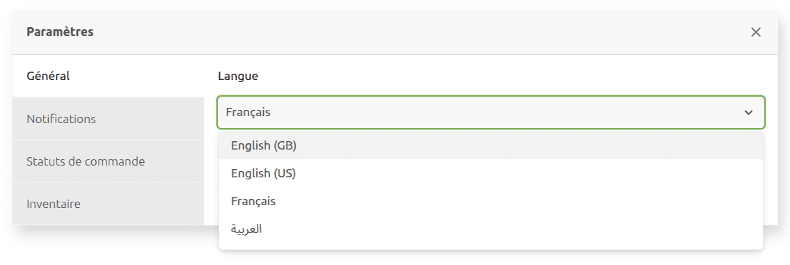 Paramètres généraux