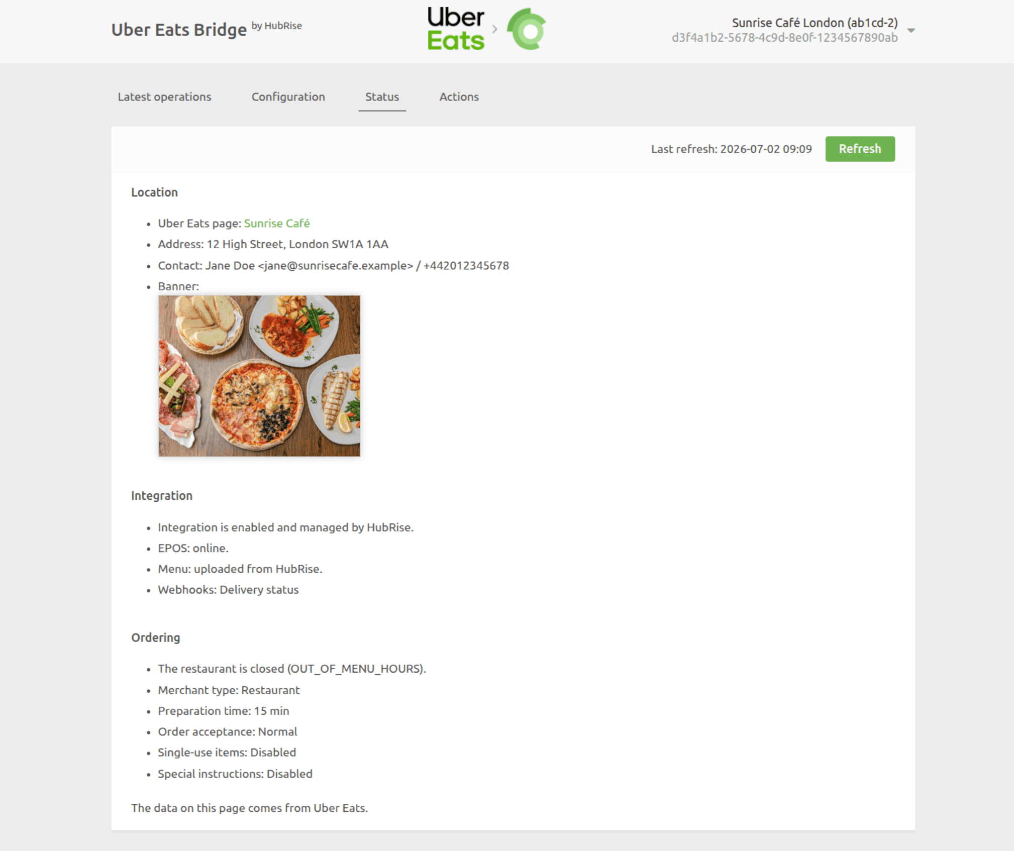 System request page on Uber Eats Bridge