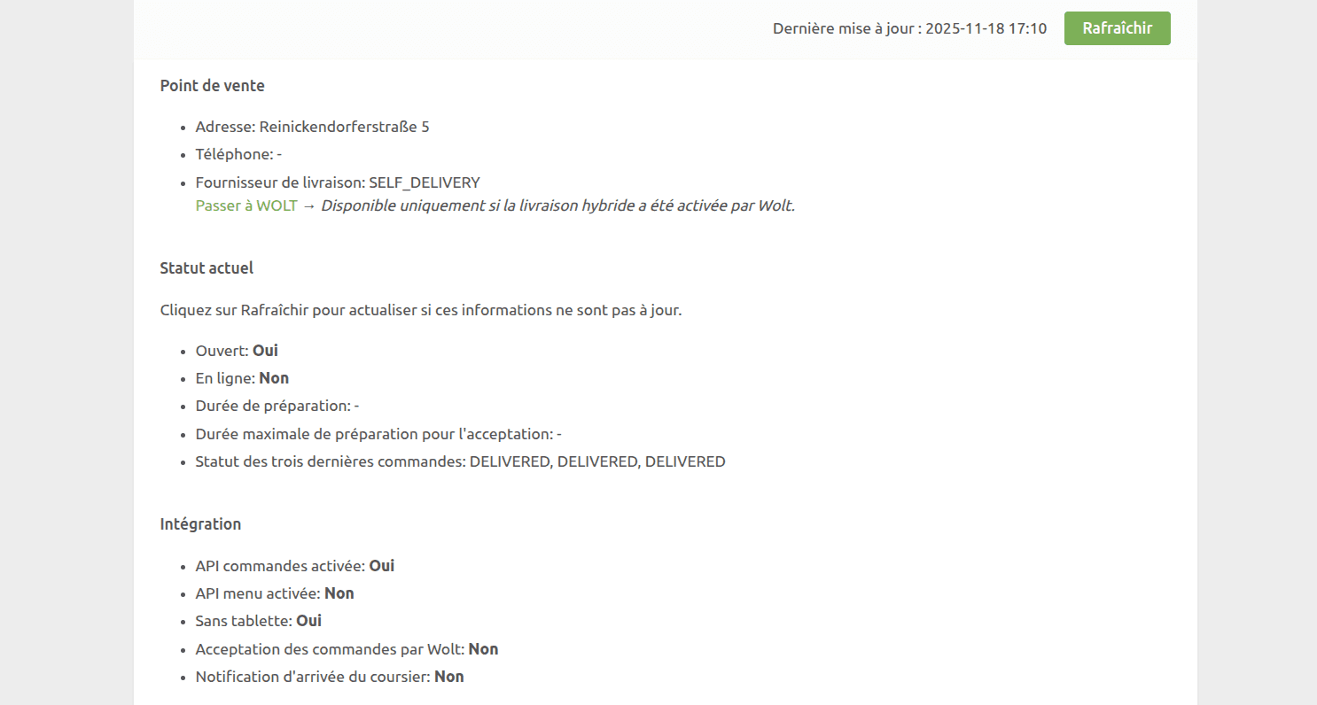 Page Statut de Wolt Bridge