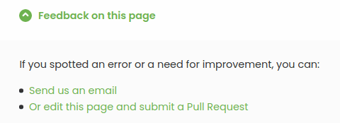 Feedback link at the bottom of the page