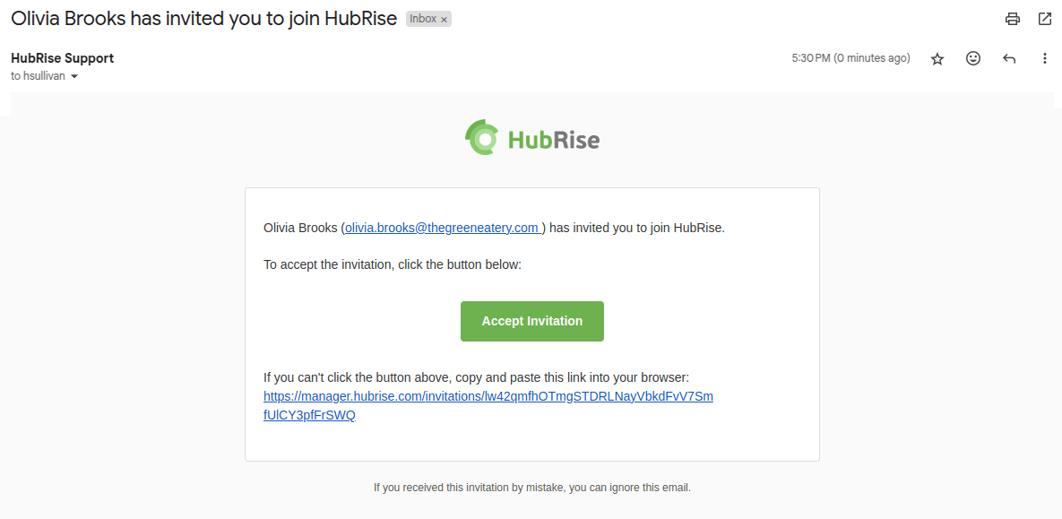 Invitation Email