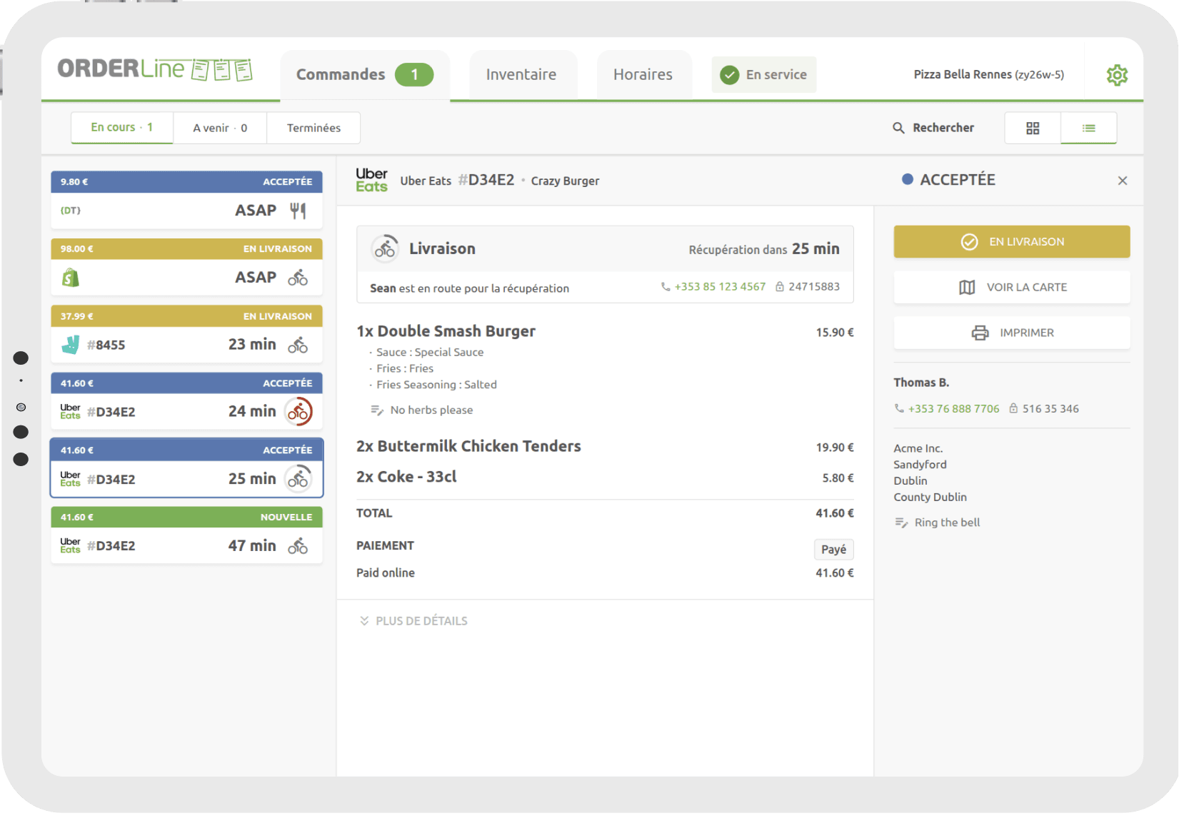 Suivez le statut des commandes