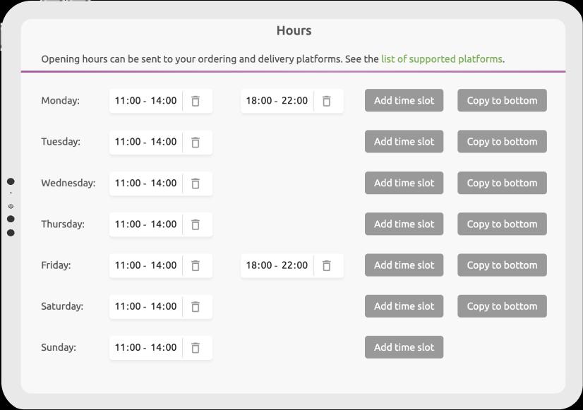 Control Opening Hours