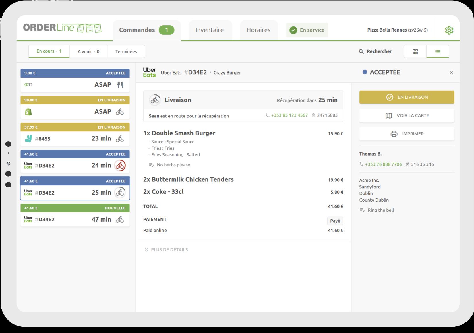 Suivez le statut des commandes