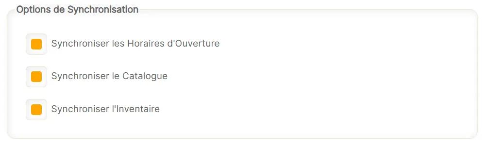 BWares, options de Synchronisation