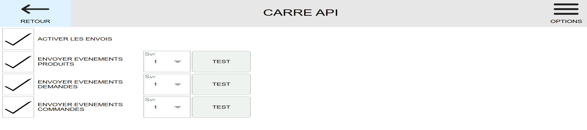 Envoyer les commandes - Carré API