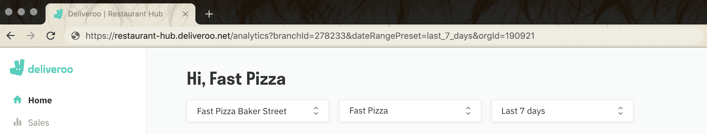 Deliveroo Restaurant ID in the URL of the back office