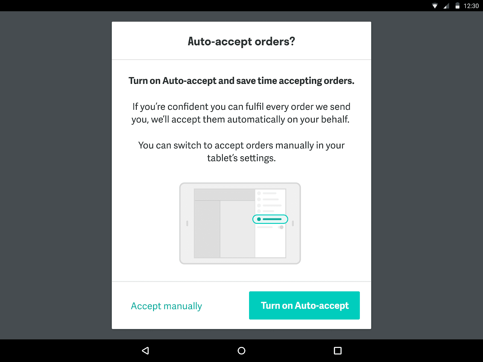 Turn on auto-accept when you open your restaurant