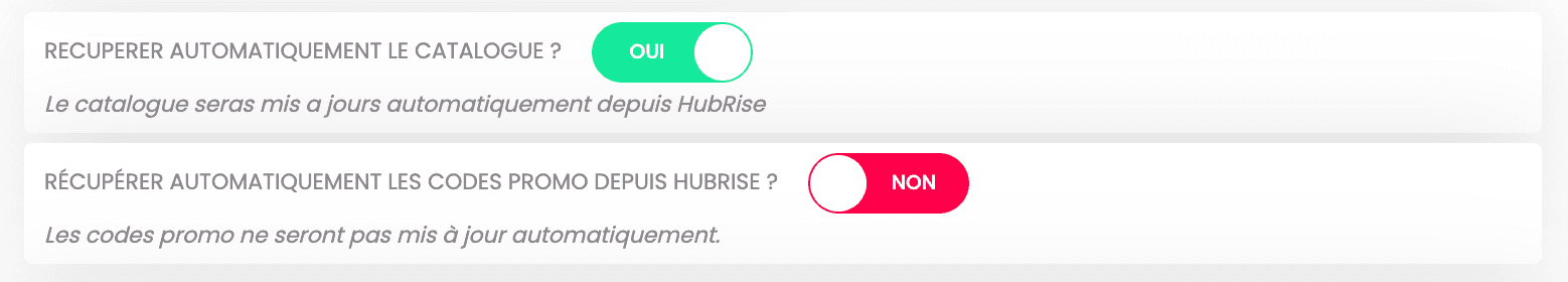 Récupération automatique du catalogue HubRise par Eatself