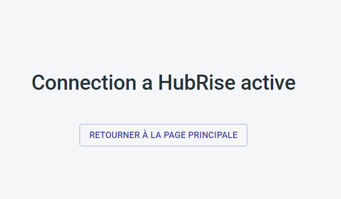 Connexion à HubRise - Confirmation de connexion