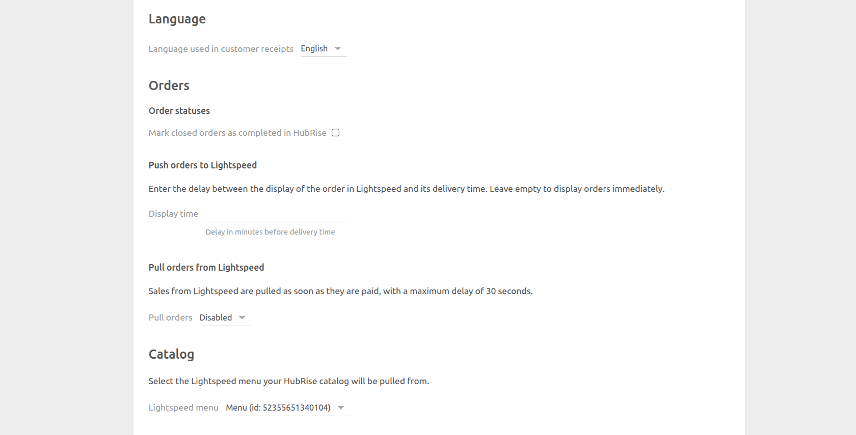 Update Lightspeed Restaurant Bridge - Configuration page