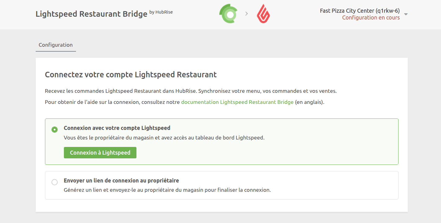 Connexion avec votre compte Lightspeed