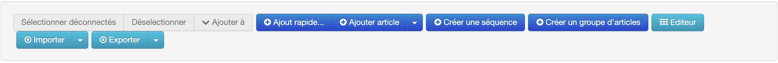 Bouton Exporter sur la page Articles du back-office Lightspeed