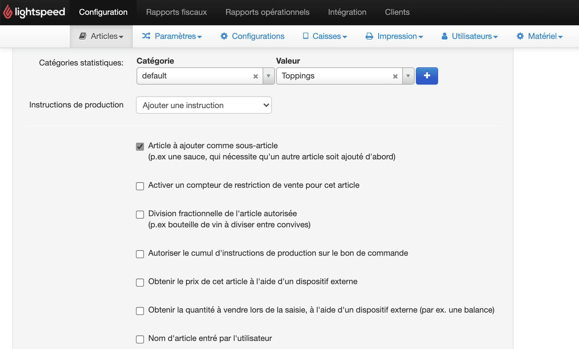 Désactiver les restrictions de vente sur un article