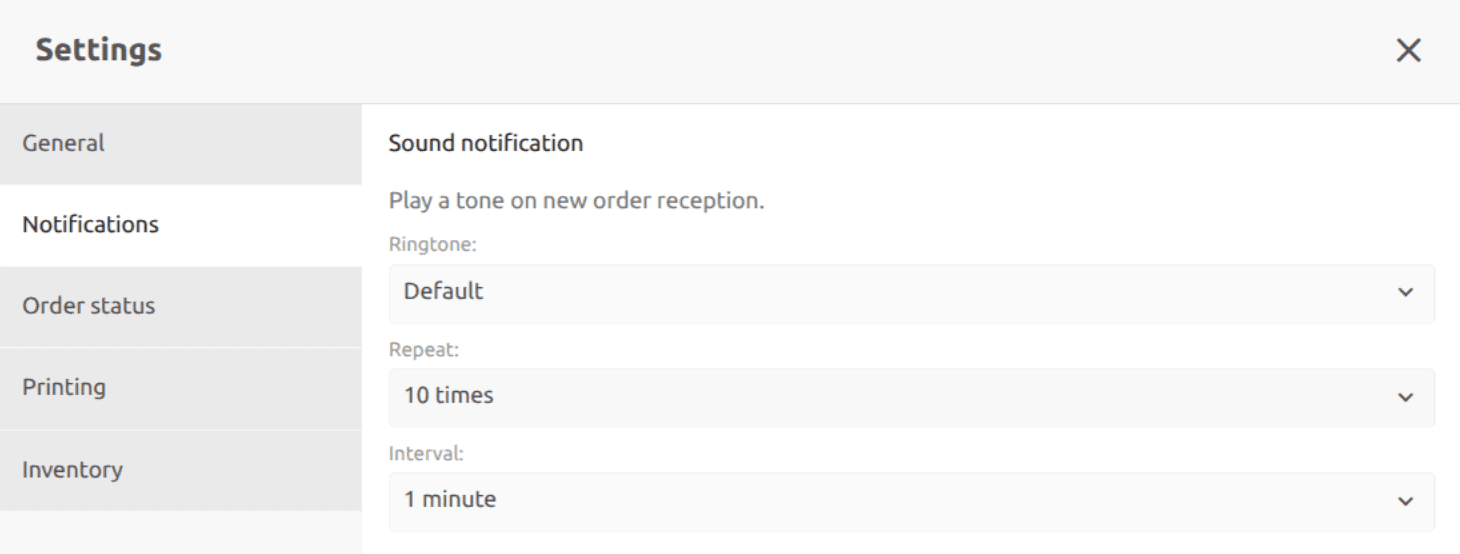 Notifications settings