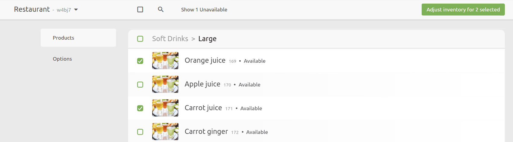 Bulk selection in the toolbar
