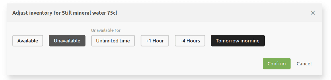 Unavailable duration options