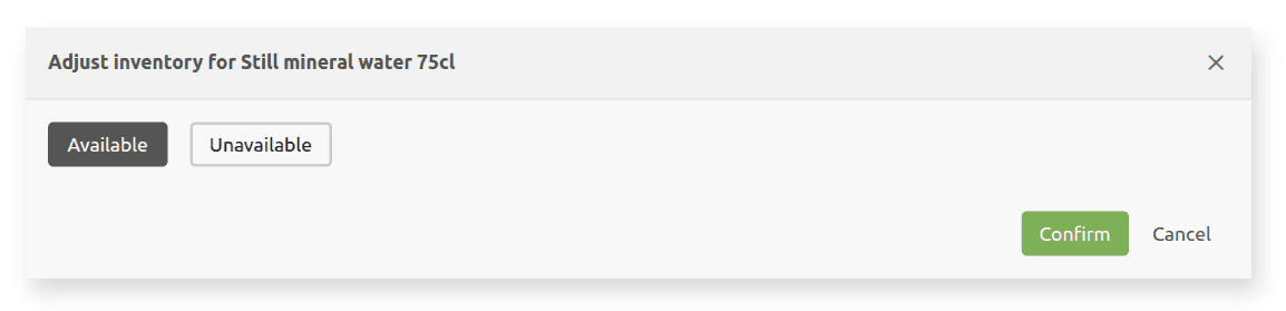 Single item availability dialog