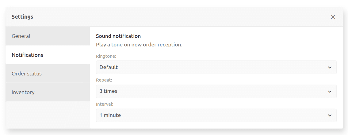 Notifications settings