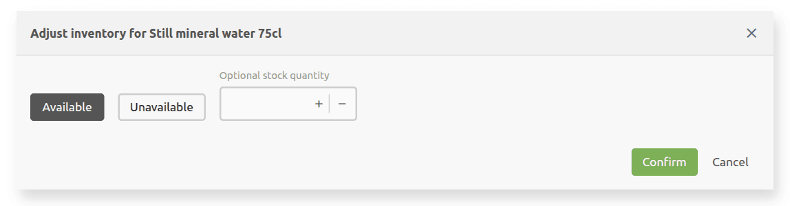 Availability dialog with stock counter