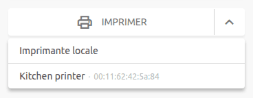 Menu d'impression montrant les imprimantes locales et cloud