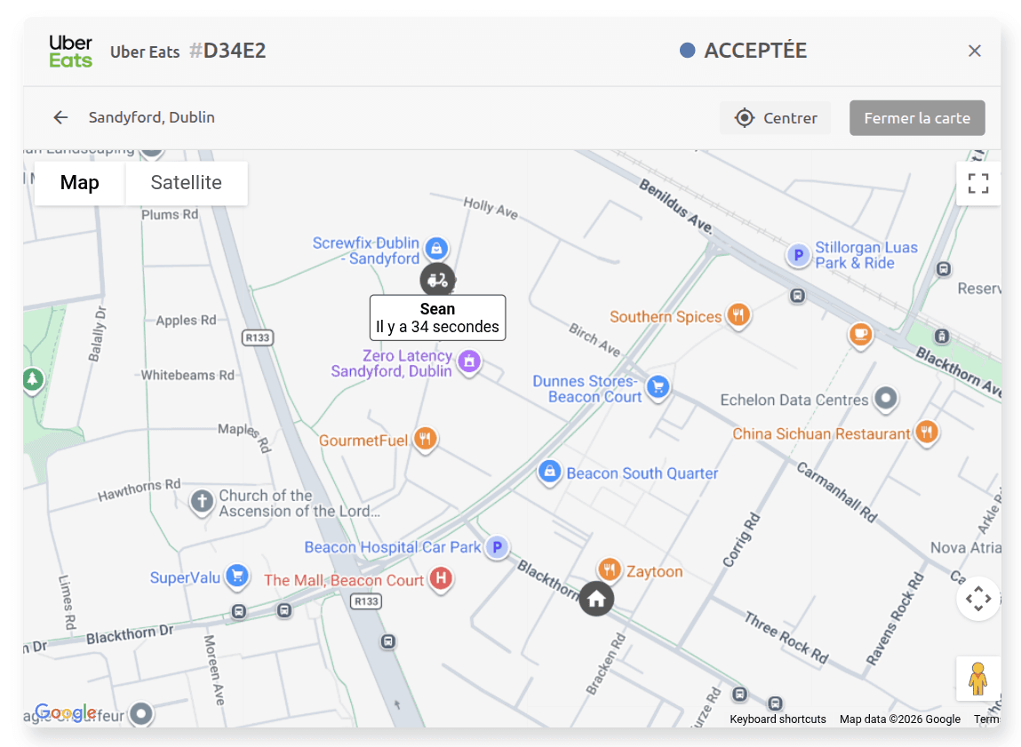 Carte de la commande dans OrderLine
