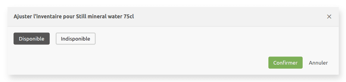 Fenêtre de disponibilité pour un article