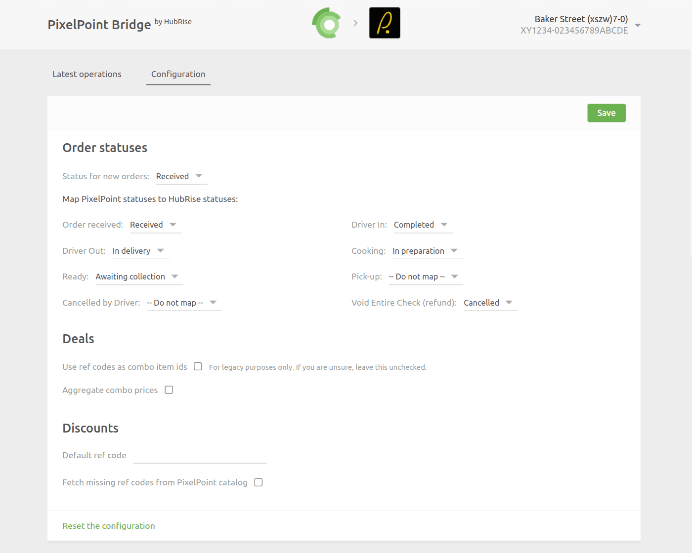 PixelPoint Bridge configuration page