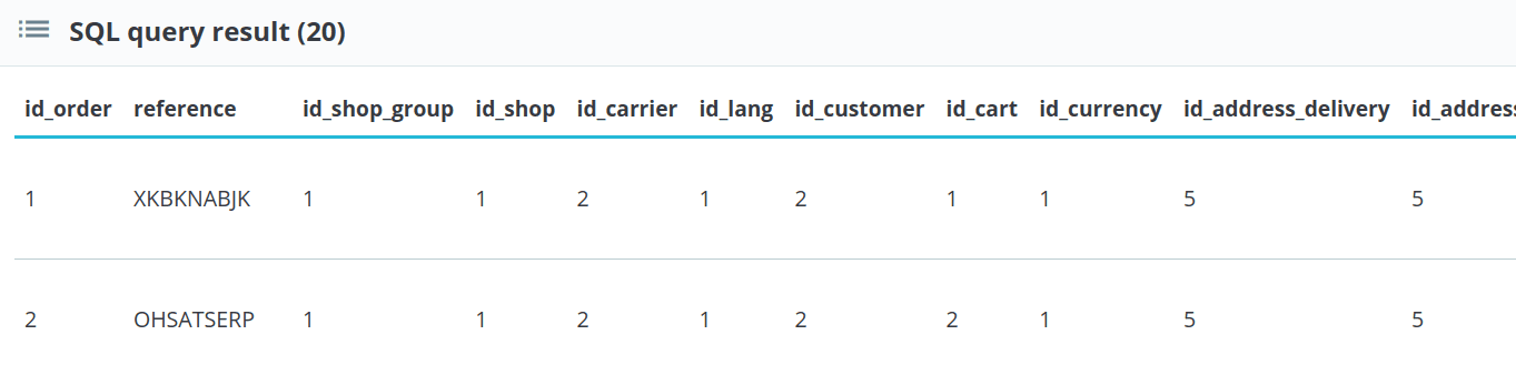 PrestaShop database exploration tool, view content