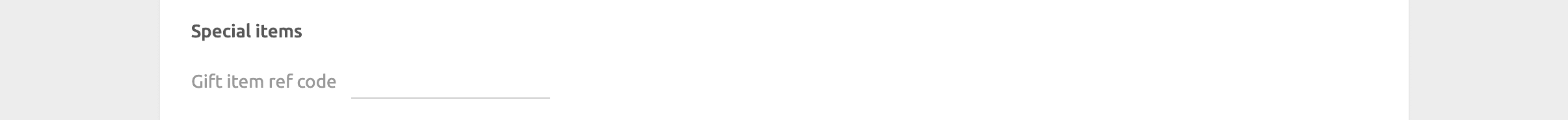 PrestaShop Bridge configuration page, special items