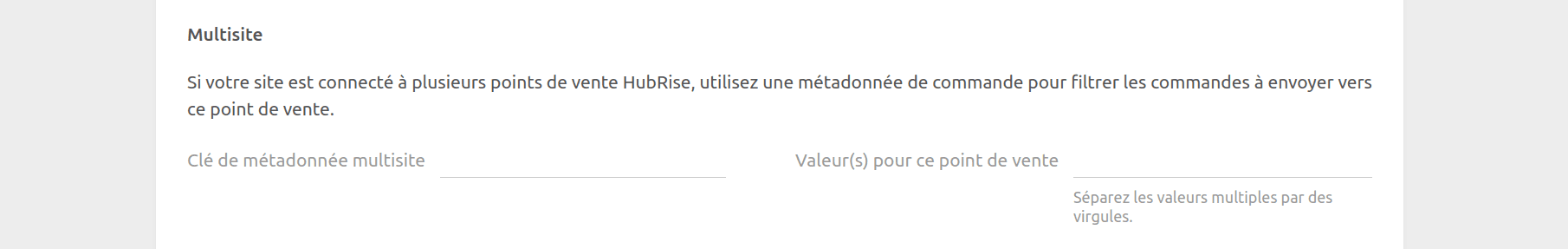 Page de configuration PrestaShop Bridge, Multisite