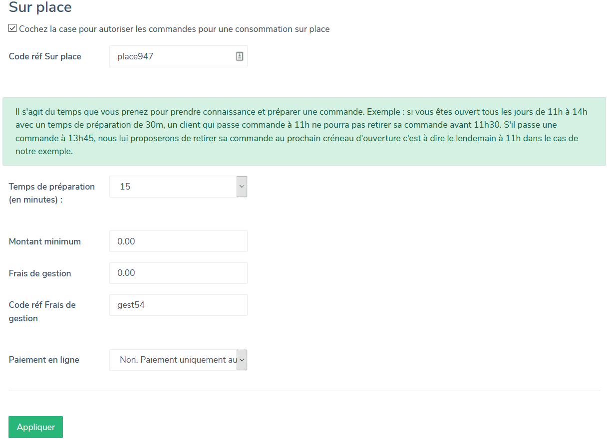 Associer les codes ref - Charge sur place