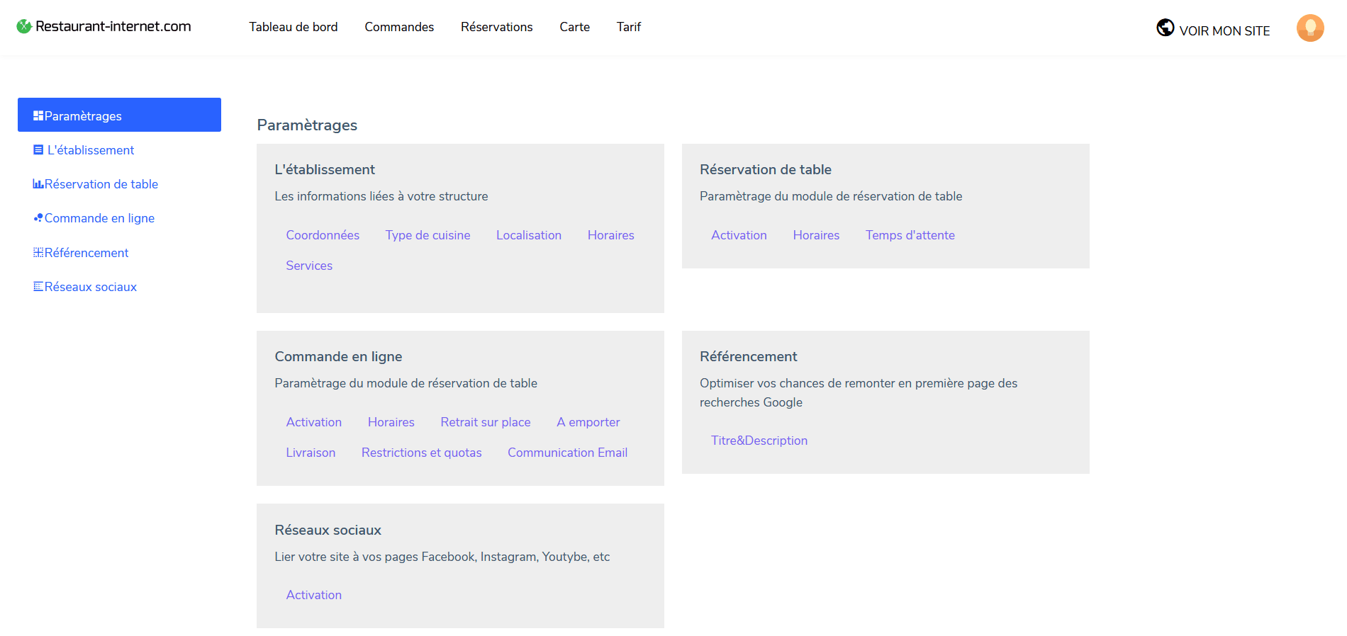 Associer les codes ref - Paramétrages