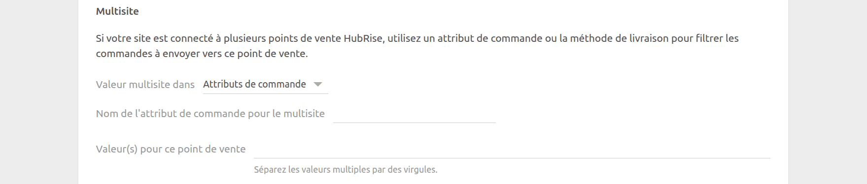 Page de configuration Shopify Bridge, Multisite