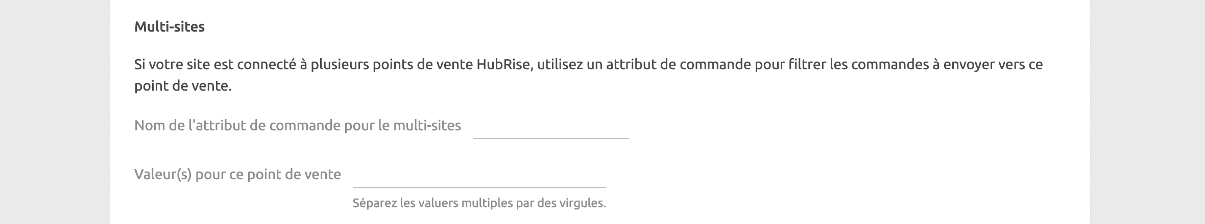 Page de configuration Shopify Bridge, Multi-sites