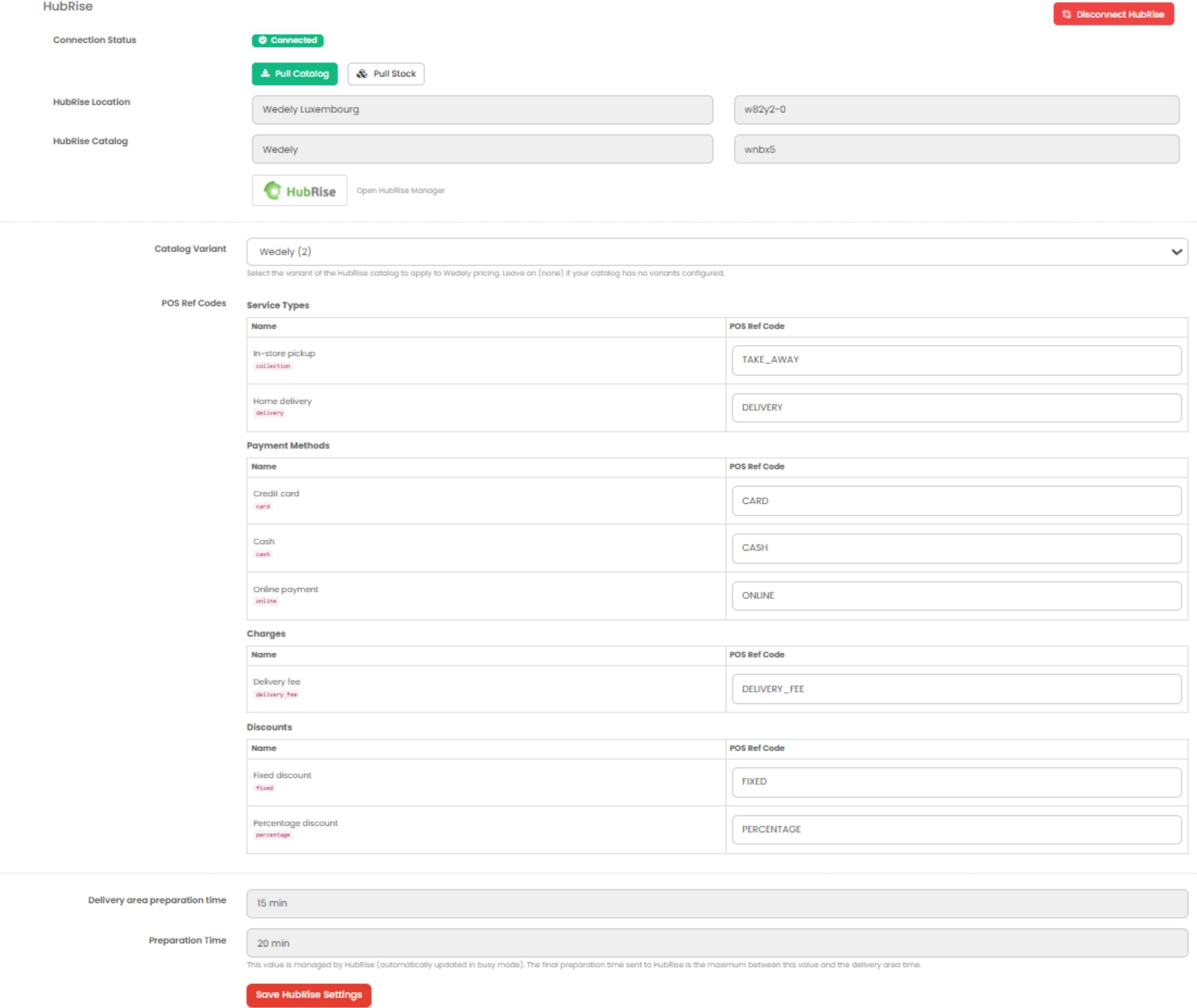 WeDely configuration page